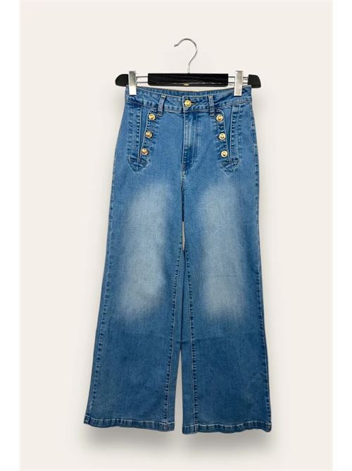 Jeans a palazzo con bottoni a gioiello frontali LOVEme | TD-10715/Blue Jeans